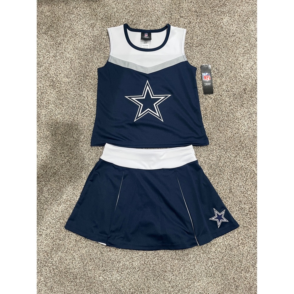 NFL Dallas Cowboys Girls Cheerleader Outfit 2pc Set Navy White Star Medium 10/12